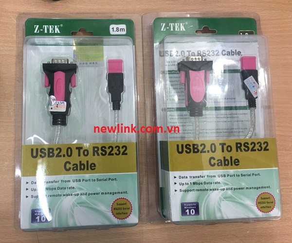 Dây, Cáp USB to RS 232 (Z-tek), Dây cáp usb to com Z-tek (2.0)